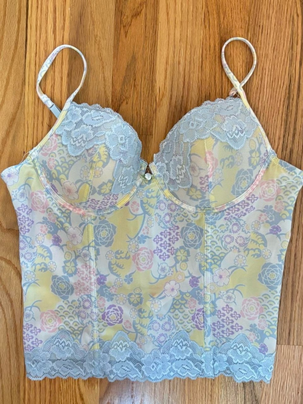 Pastel Floral Lace Bustier Top